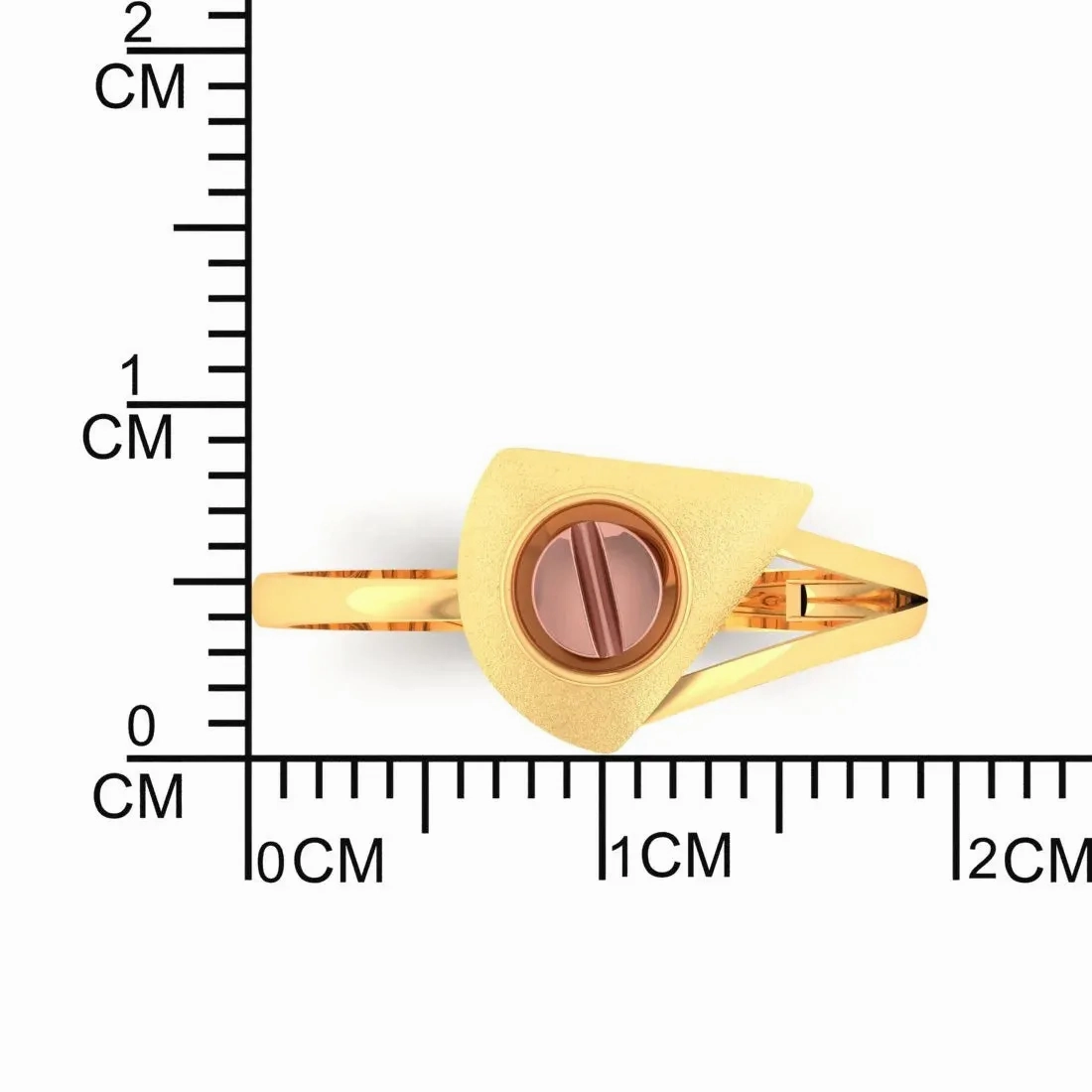 14KT (585) Yellow Gold Angular Frame Ring With Circular Element For Women &amp; Girls (Size 12)