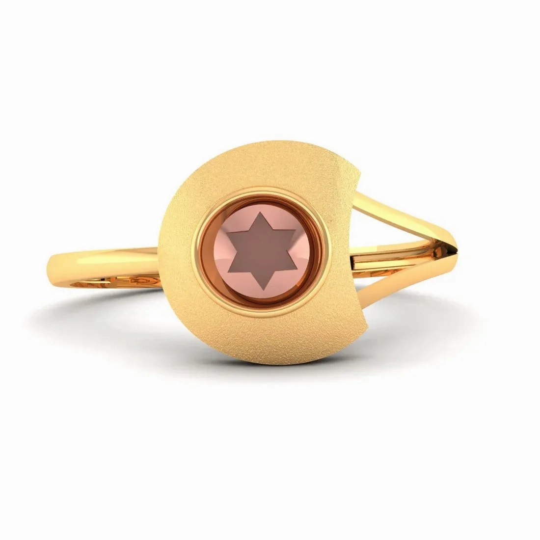 14KT (585) Yellow Gold Asymmetrical Modern Design Ring For Women &amp; Girls (Size 12)