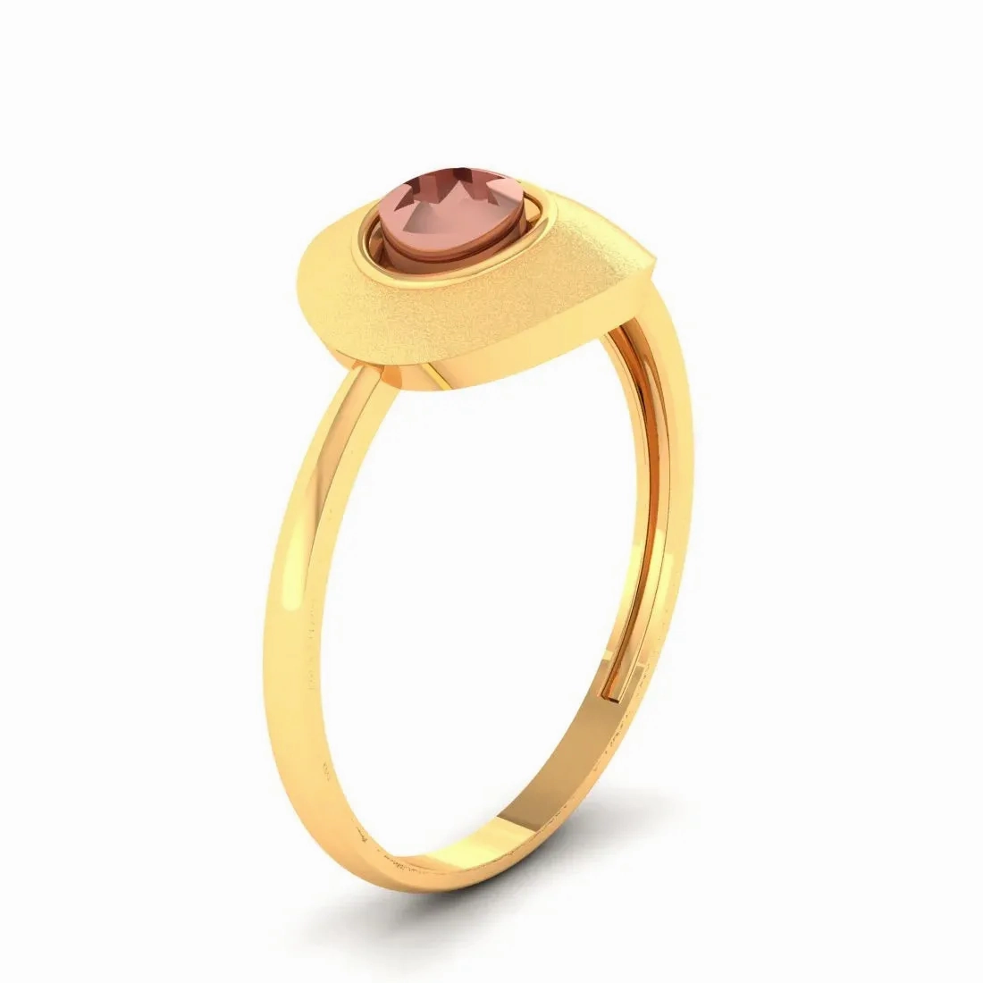 14KT (585) Yellow Gold Asymmetrical Modern Design Ring For Women &amp; Girls (Size 12)