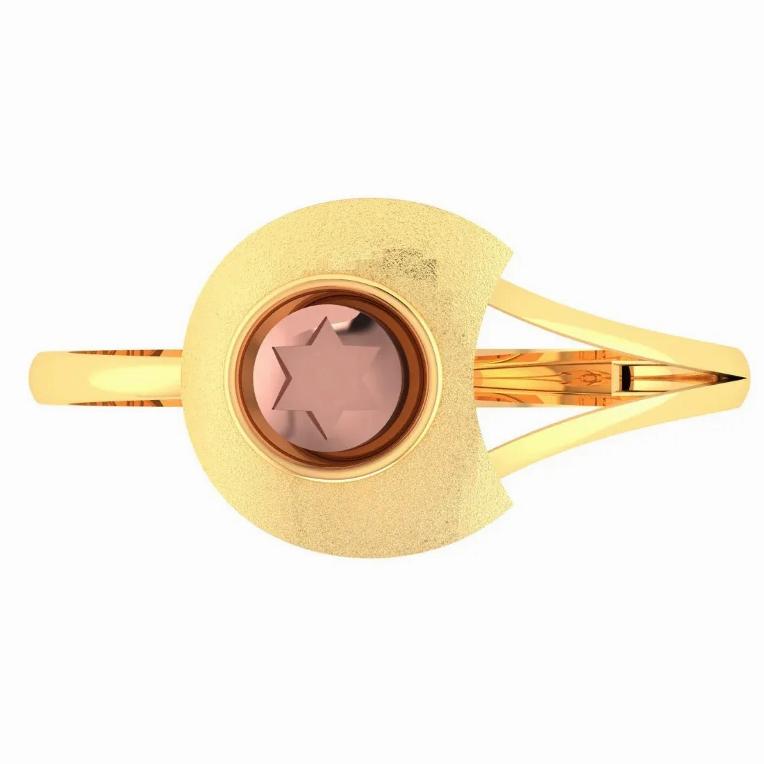 14KT (585) Yellow Gold Asymmetrical Modern Design Ring For Women &amp; Girls (Size 12)