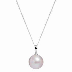 14mm White Freshwater Pearl 9ct White Gold Pendant texture-pearl  