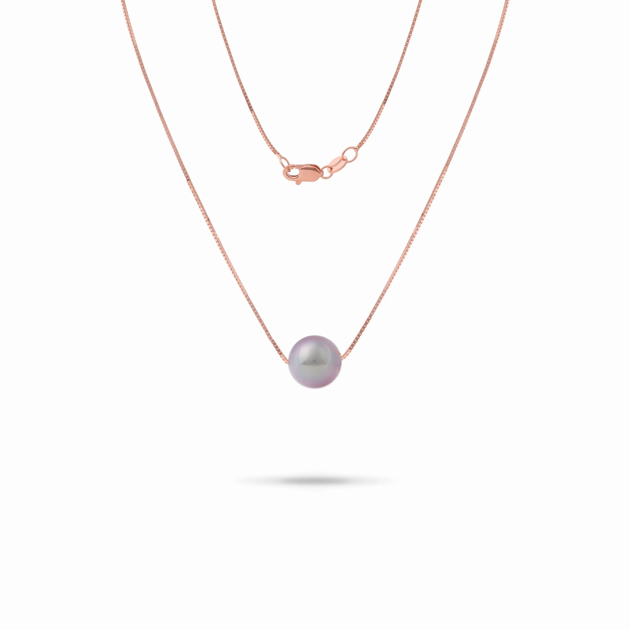 16-18&quot; Adjustable Freshwater Lilac Pearl Necklace in Rose Gold - 9-10mm