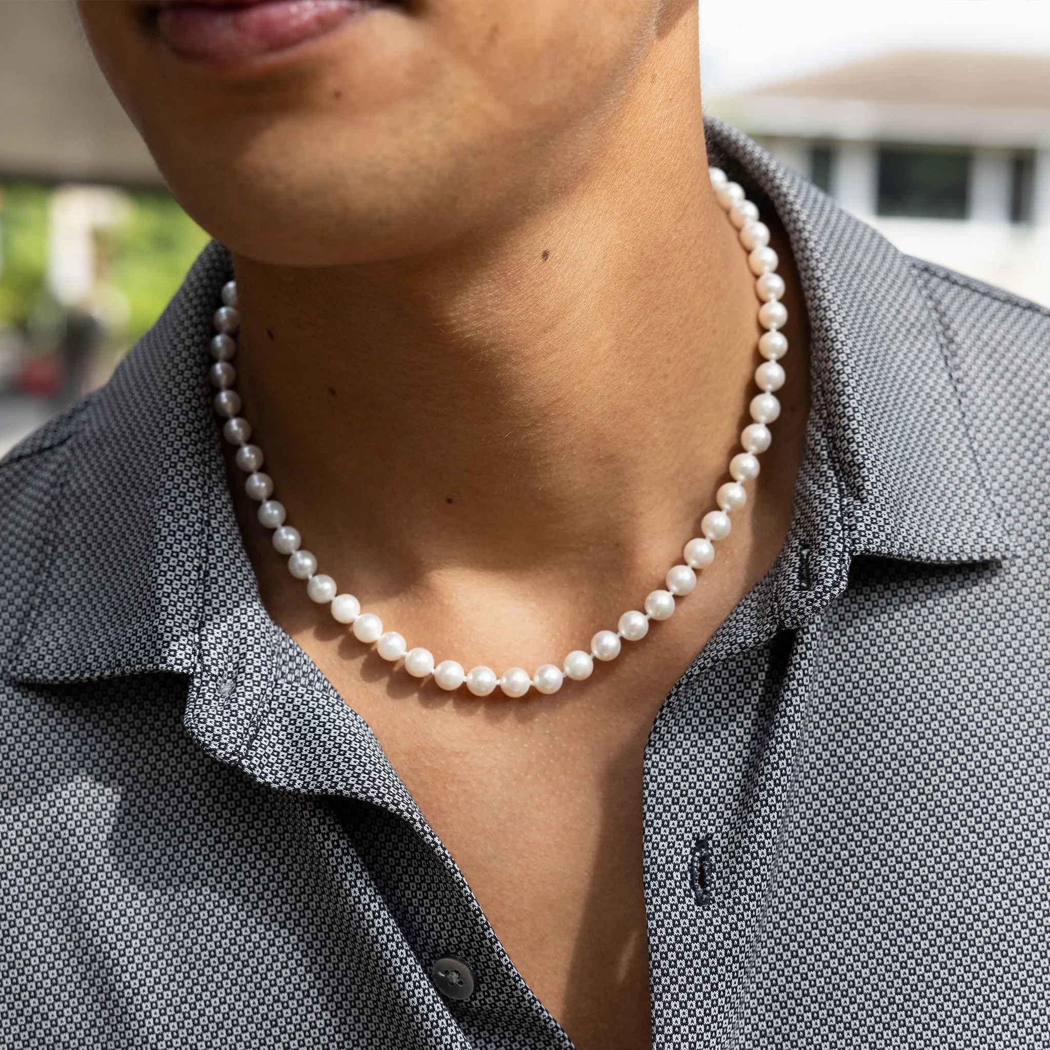 18-19&quot; Akoya Pearl Strand with White Gold Clasp - 7-8mm