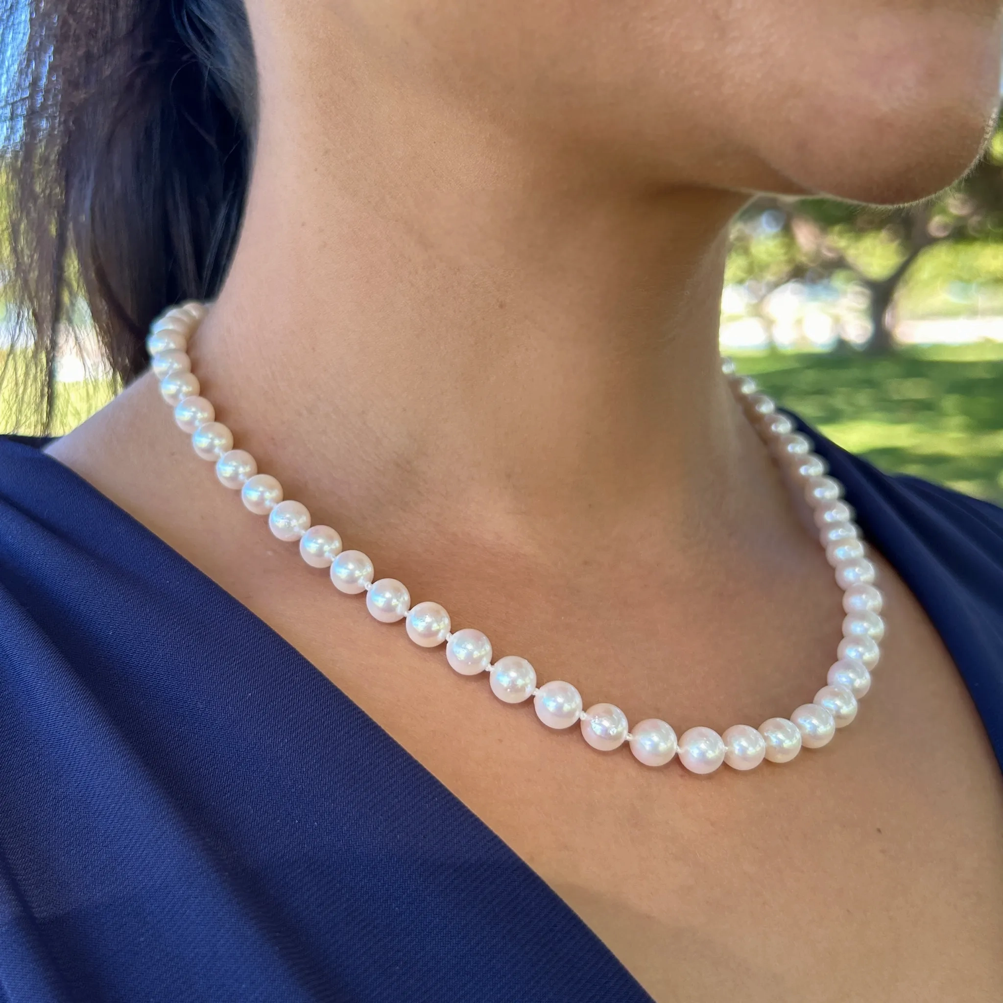 18-19&quot; Akoya Pearl Strand with White Gold Clasp - 7-8mm