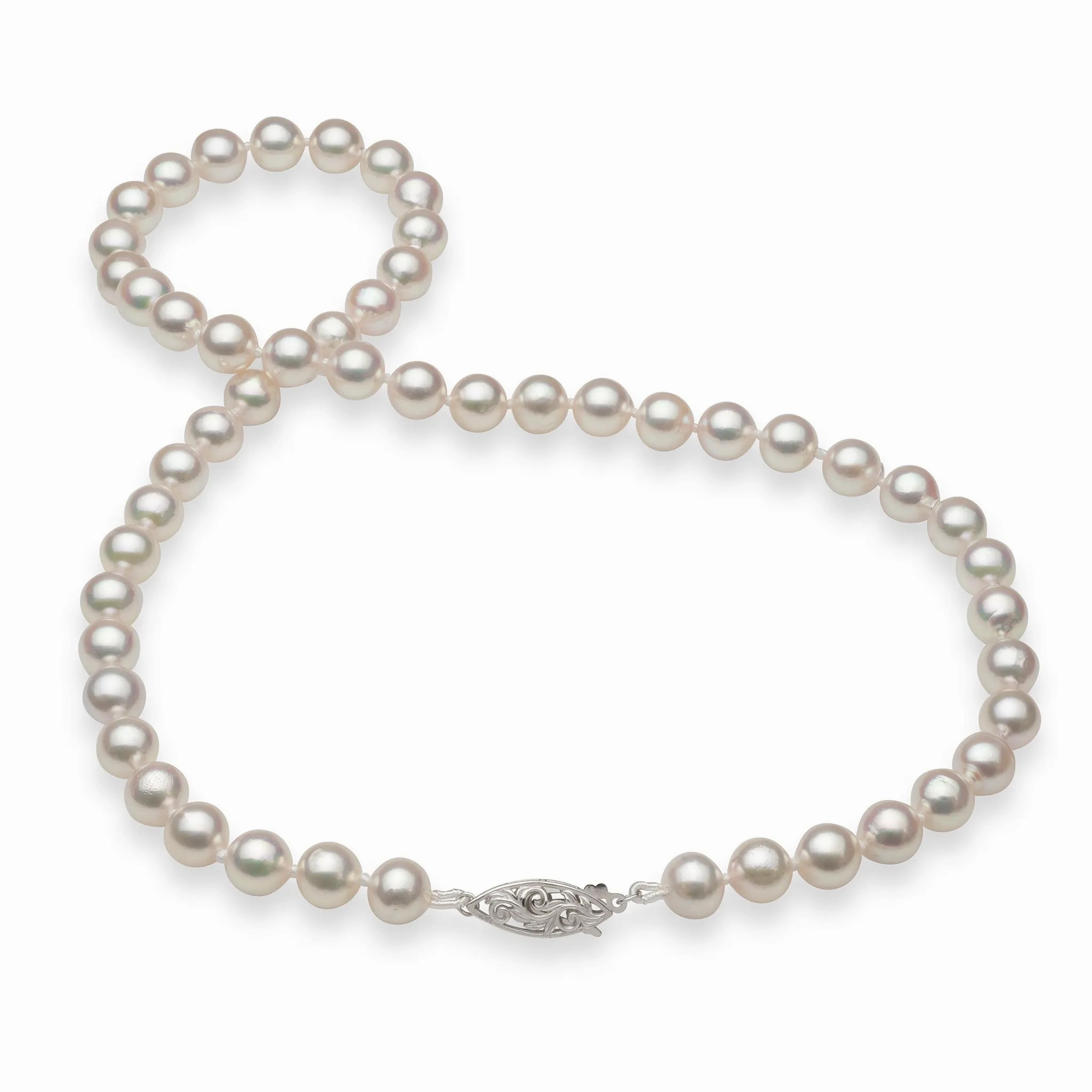 18-19&quot; Akoya Pearl Strand with White Gold Clasp - 7-8mm