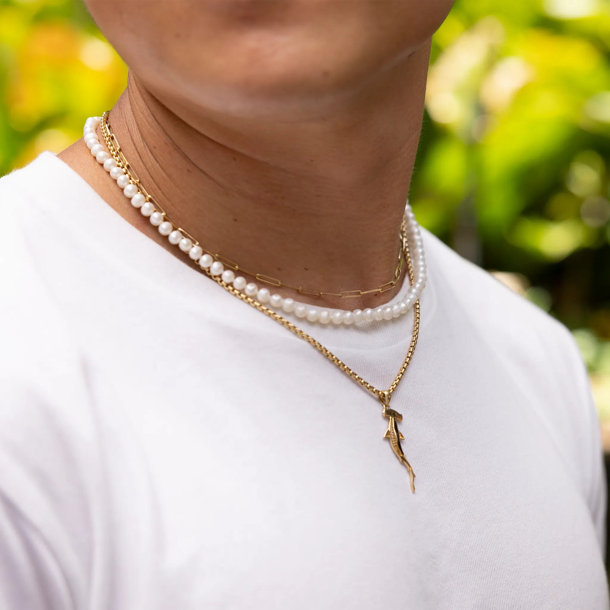 18-19&quot; Freshwater White Pearl Strand with Gold Clasp - 4-5.5mm