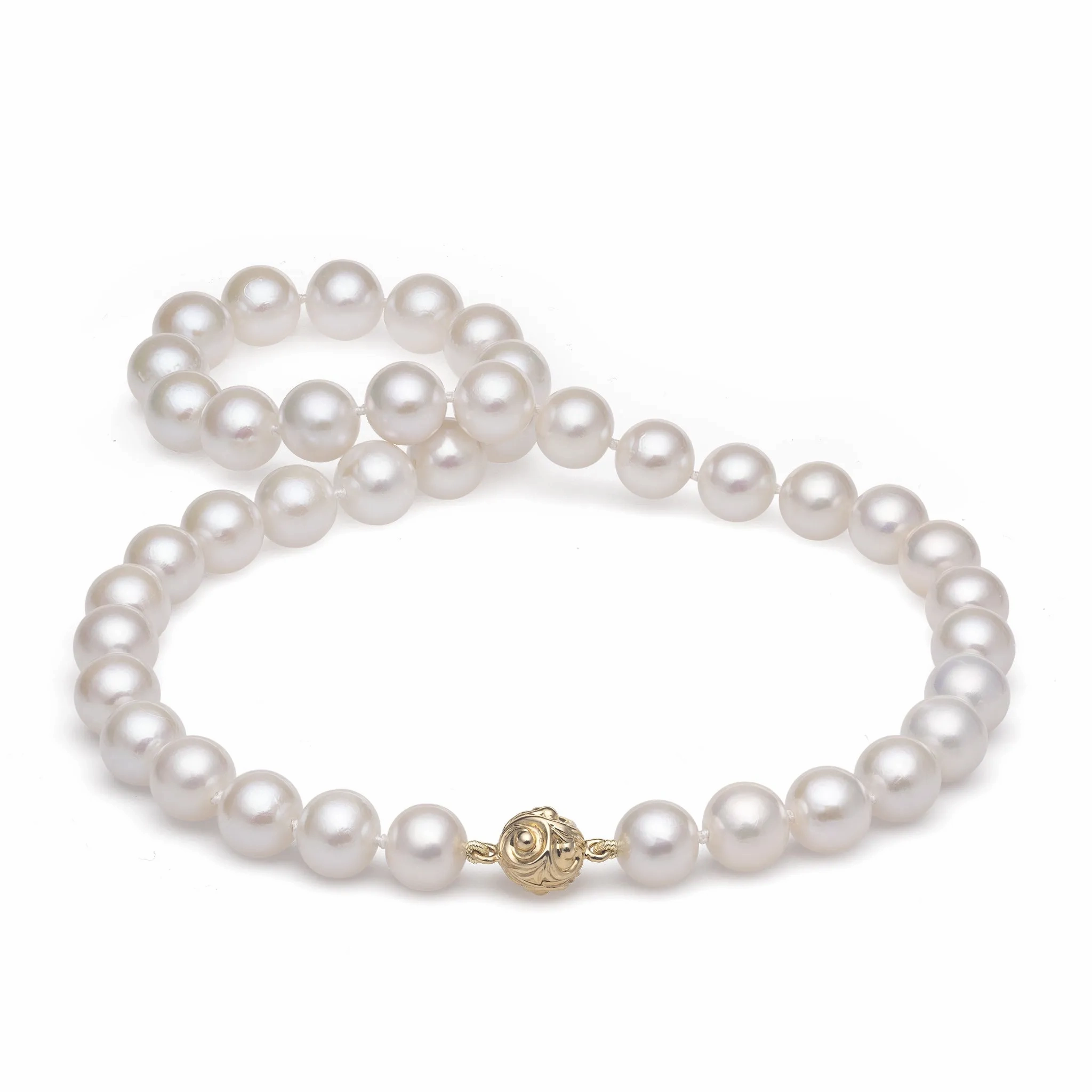 18-19&quot; Freshwater White Pearl Strand with Magnetic Gold Clasp - 9-11mm