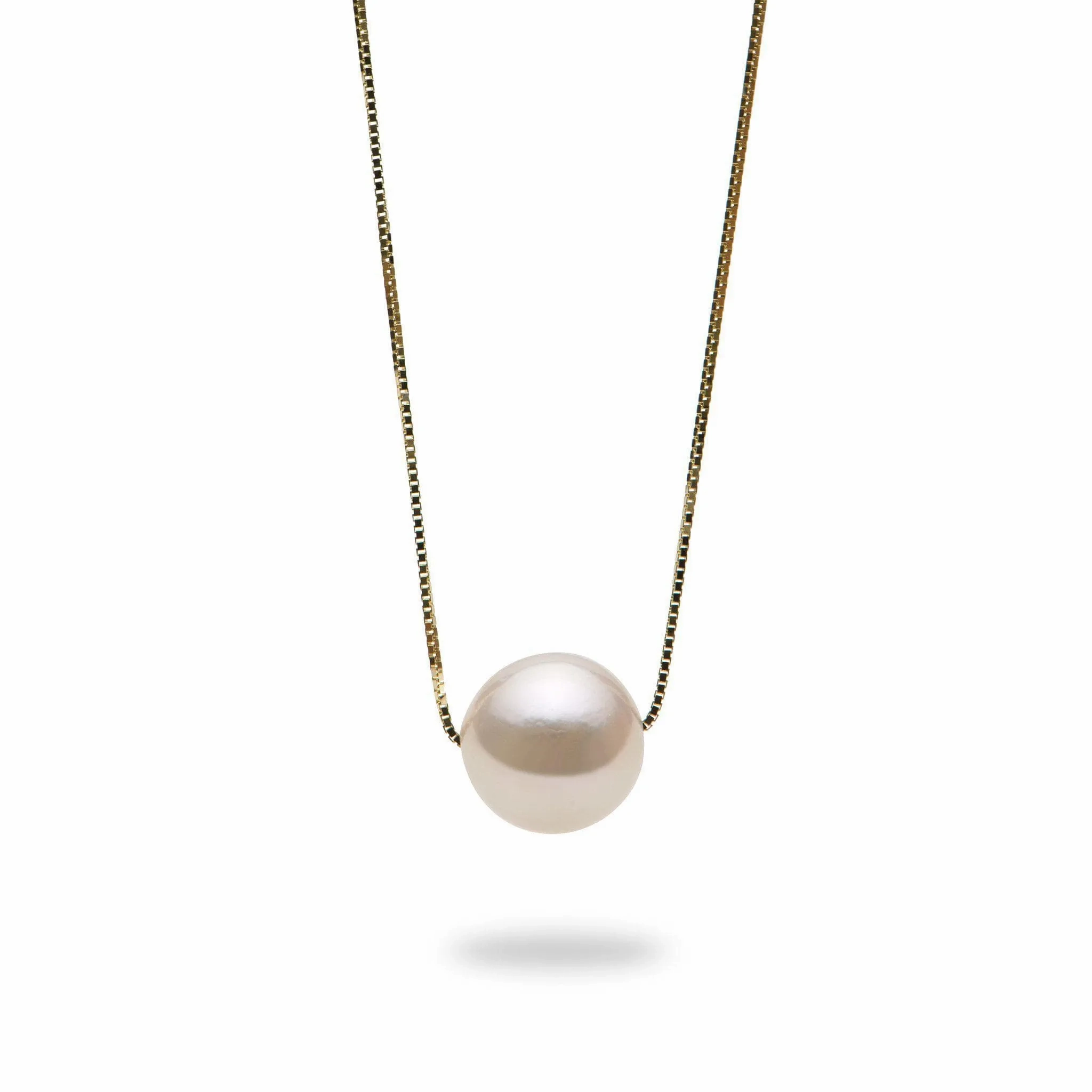 18&quot; Akoya White Pearl Necklace in Gold - 8.5-9mm
