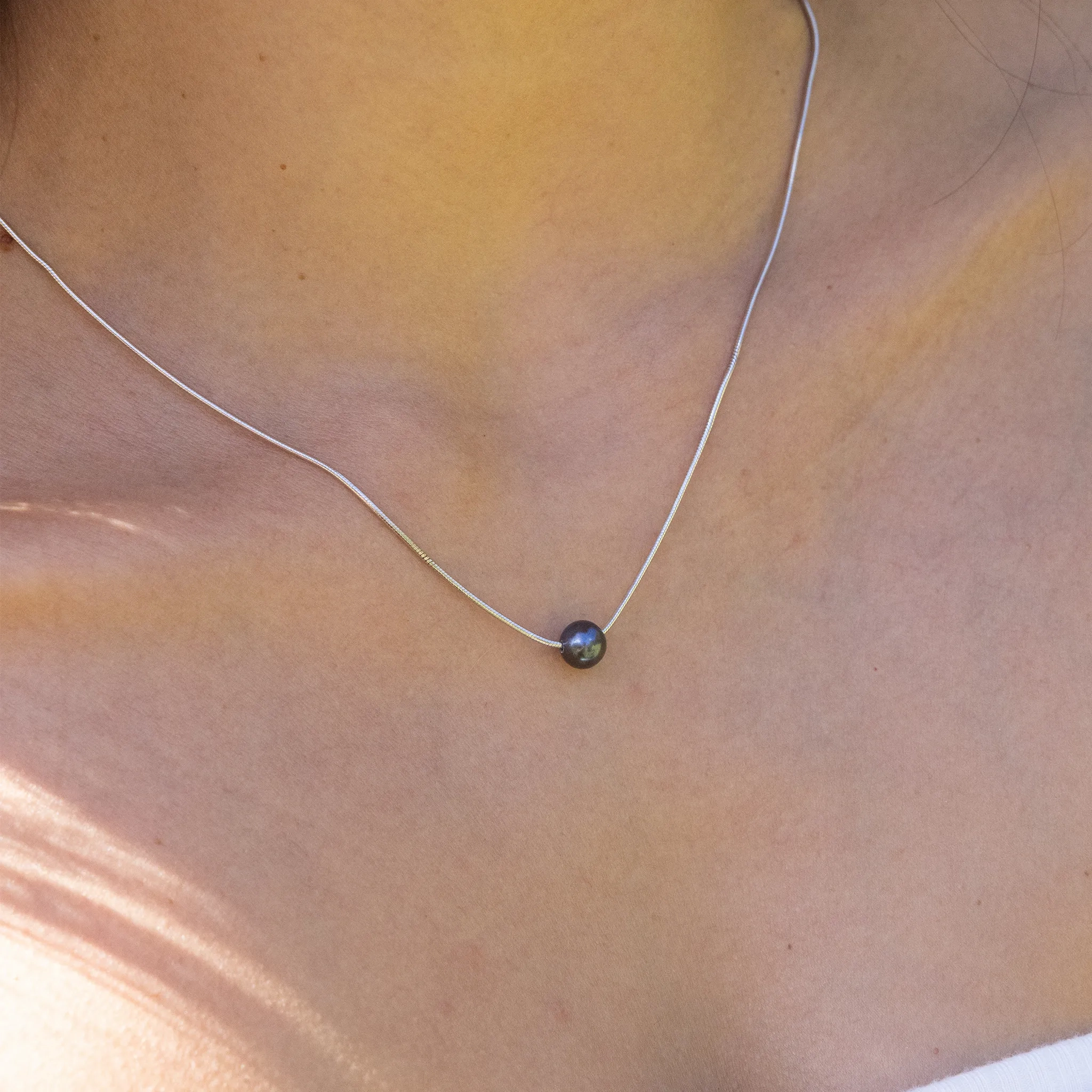 18&quot; Freshwater Pearl Necklace in Sterling Silver (assorted colors) - 7-8mm