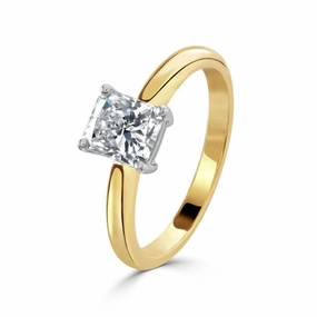 18ct gold & platinum radiant cut solitaire diamond ring texture-diamond  