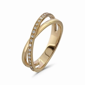 18ct Rose Gold 21d 2ring X/O texture-diamond  