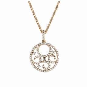 18ct Rose Gold Diamond Set Circle Swirl Pendant texture-diamond  
