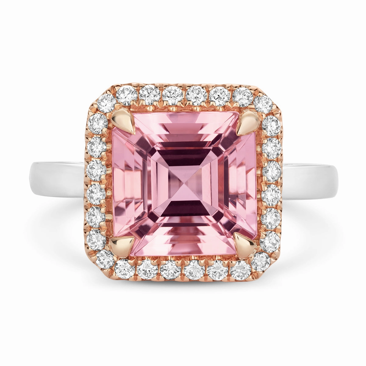 18ct white and rose gold Morganite and Diamond Ring texture-diamond  