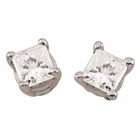 18ct White Gold 0.28ct Princess Cut Diamond Stud Earrings texture-diamond  