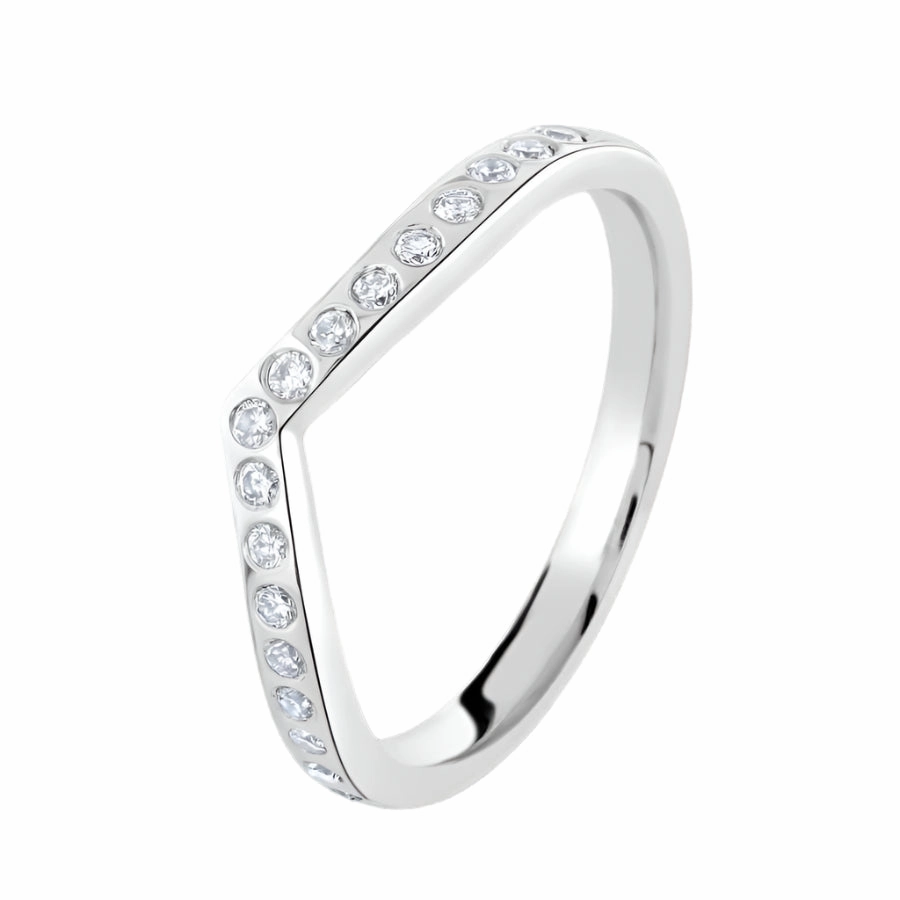 18ct White Gold 17 dia Wishbone texture-diamond  
