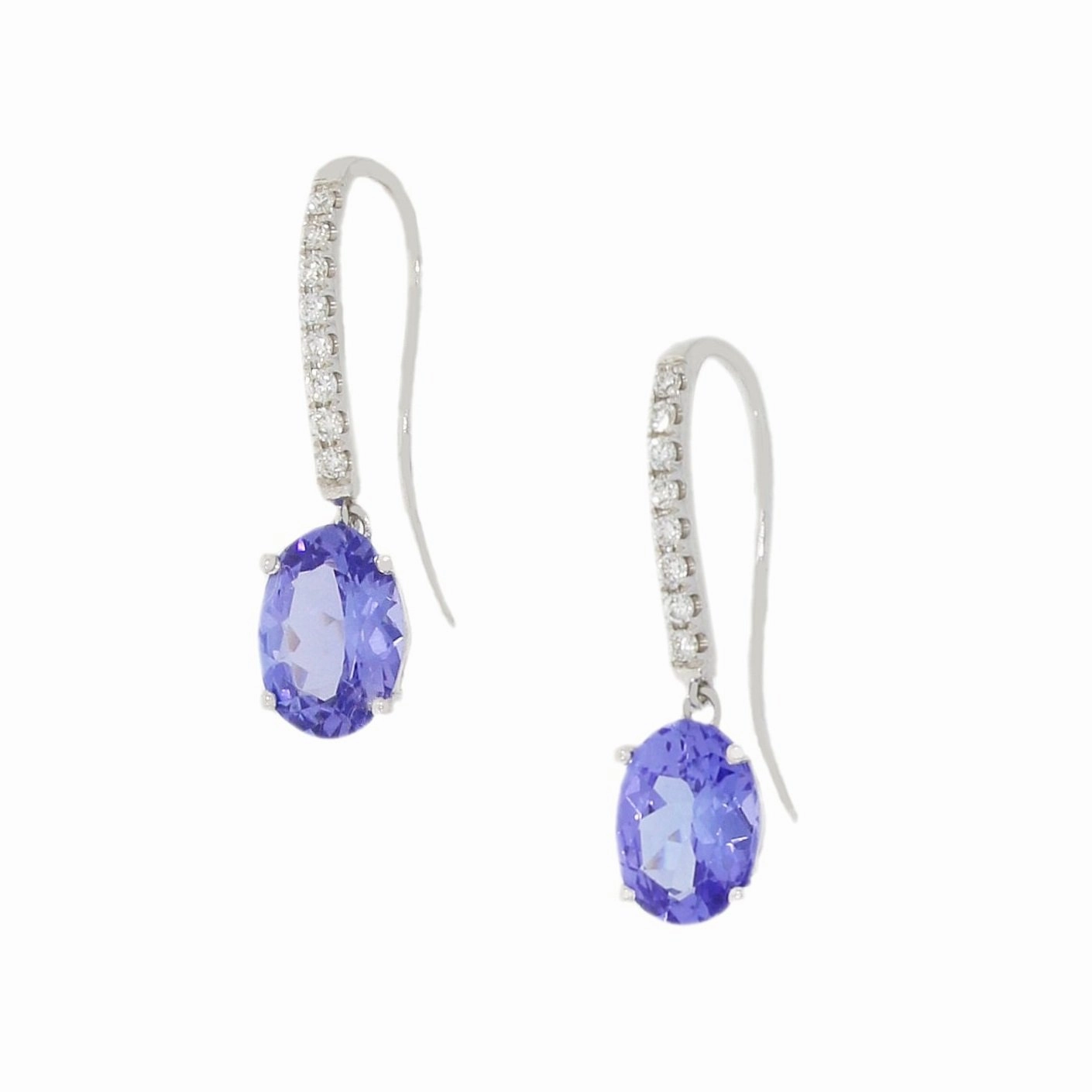 18ct White Gold 1.49ct Tanzanite and 0.09ct Diamond Drop Earrings ear-earrings  