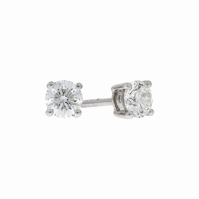 18ct white gold 4 claw solitaire diamond earrings texture-diamond  