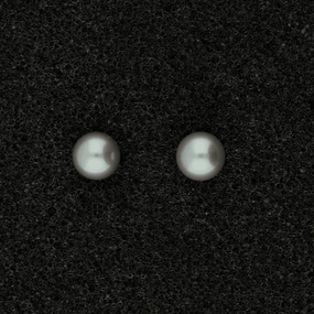 18ct White Gold 5-5.5mm Grey Fresh Water Pearl Earrings texture-pearl  