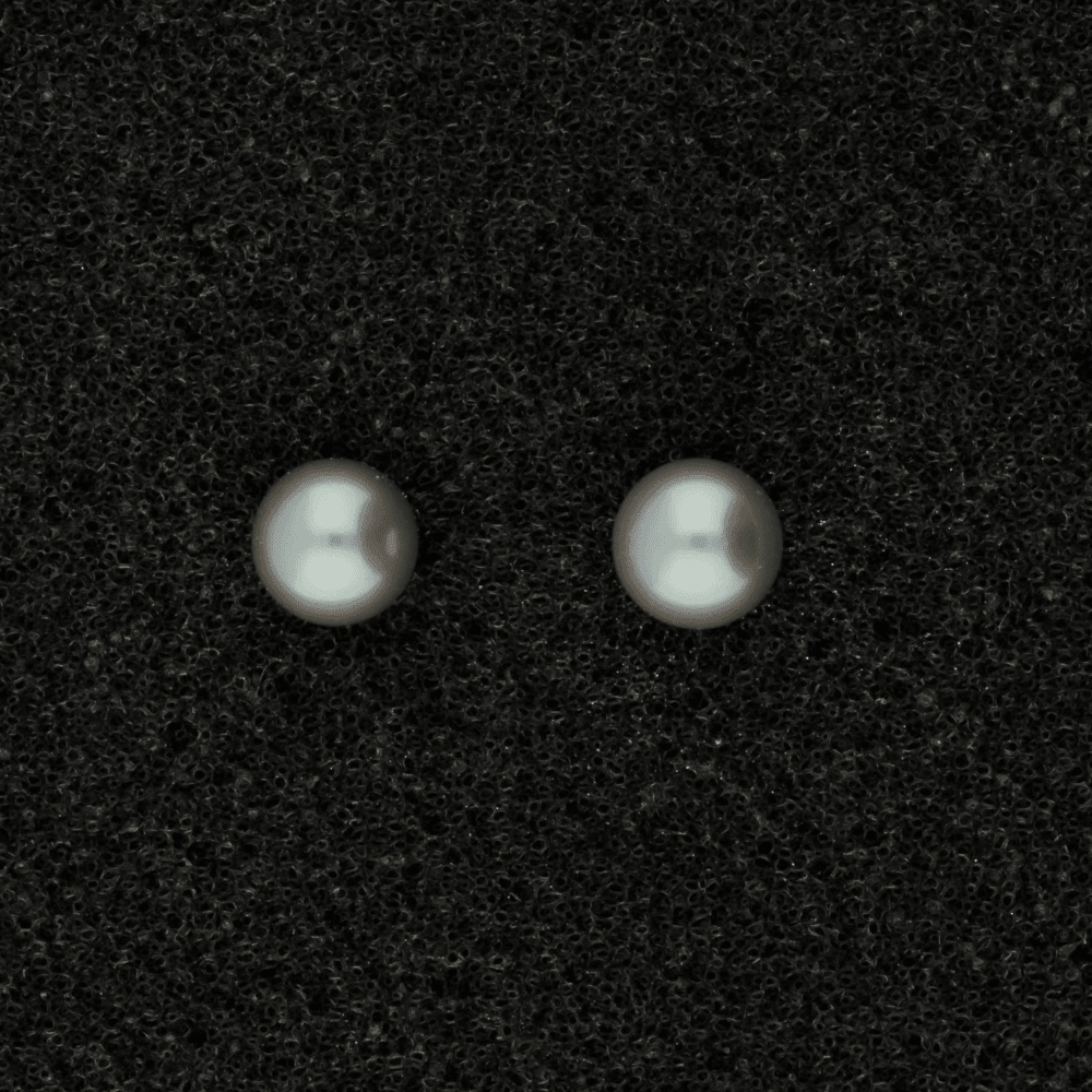 18ct White Gold 5-5.5mm Grey Fresh Water Pearl Earrings texture-pearl  