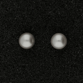18ct White Gold 6.5-7mm Grey Fresh Water Pearl Earrings texture-pearl  