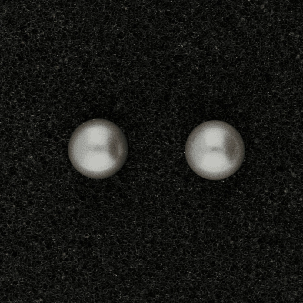 18ct White Gold 6.5-7mm Grey Fresh Water Pearl Earrings texture-pearl  