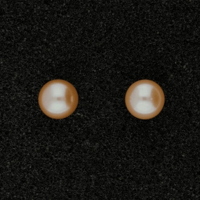 18ct White Gold 6.5-7mm Pink Fresh Water Pearl Earrings texture-pearl  