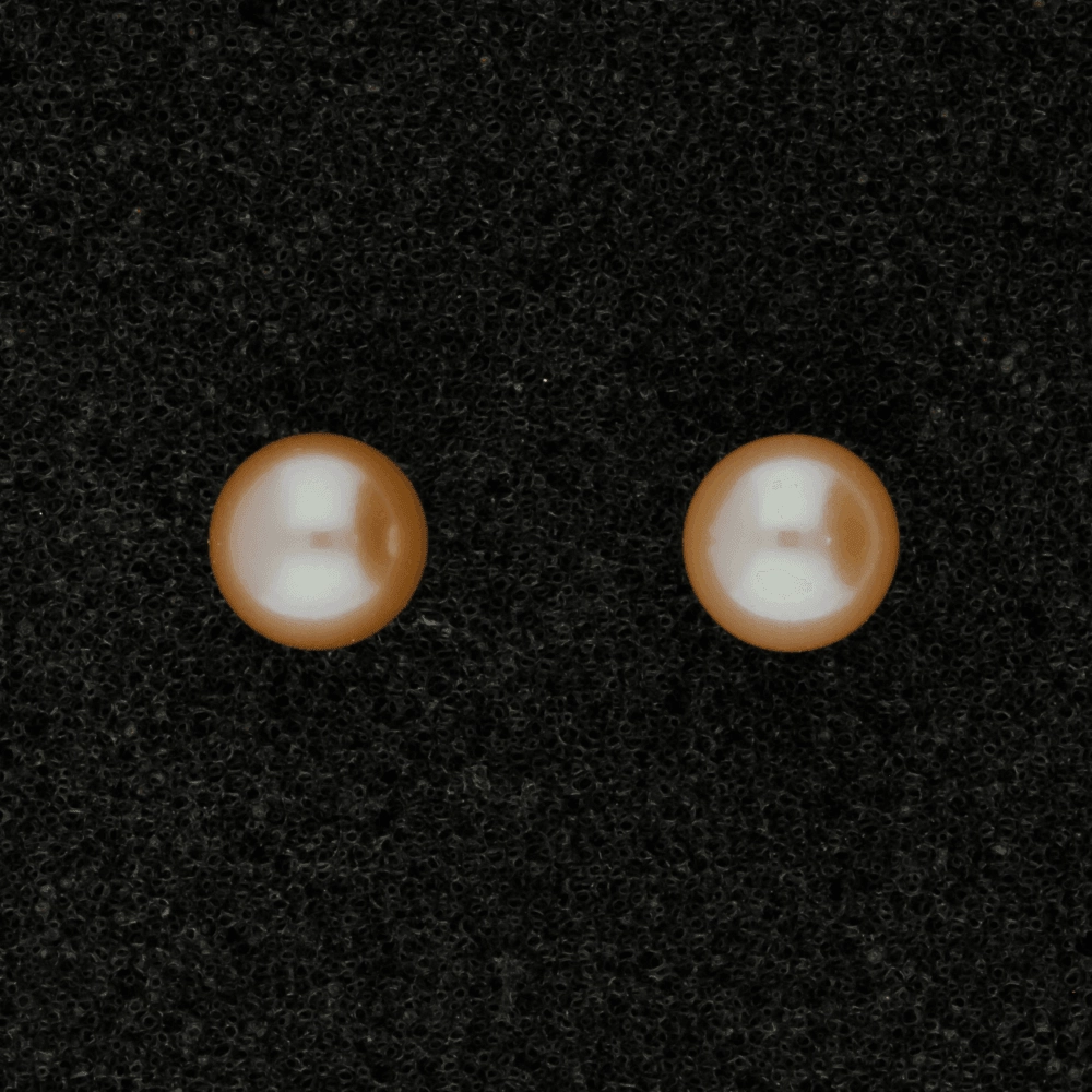 18ct White Gold 6.5-7mm Pink Fresh Water Pearl Earrings texture-pearl  