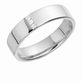 18ct White Gold 6mm Diamond Set Flat Court Wedding Band texture-diamond  