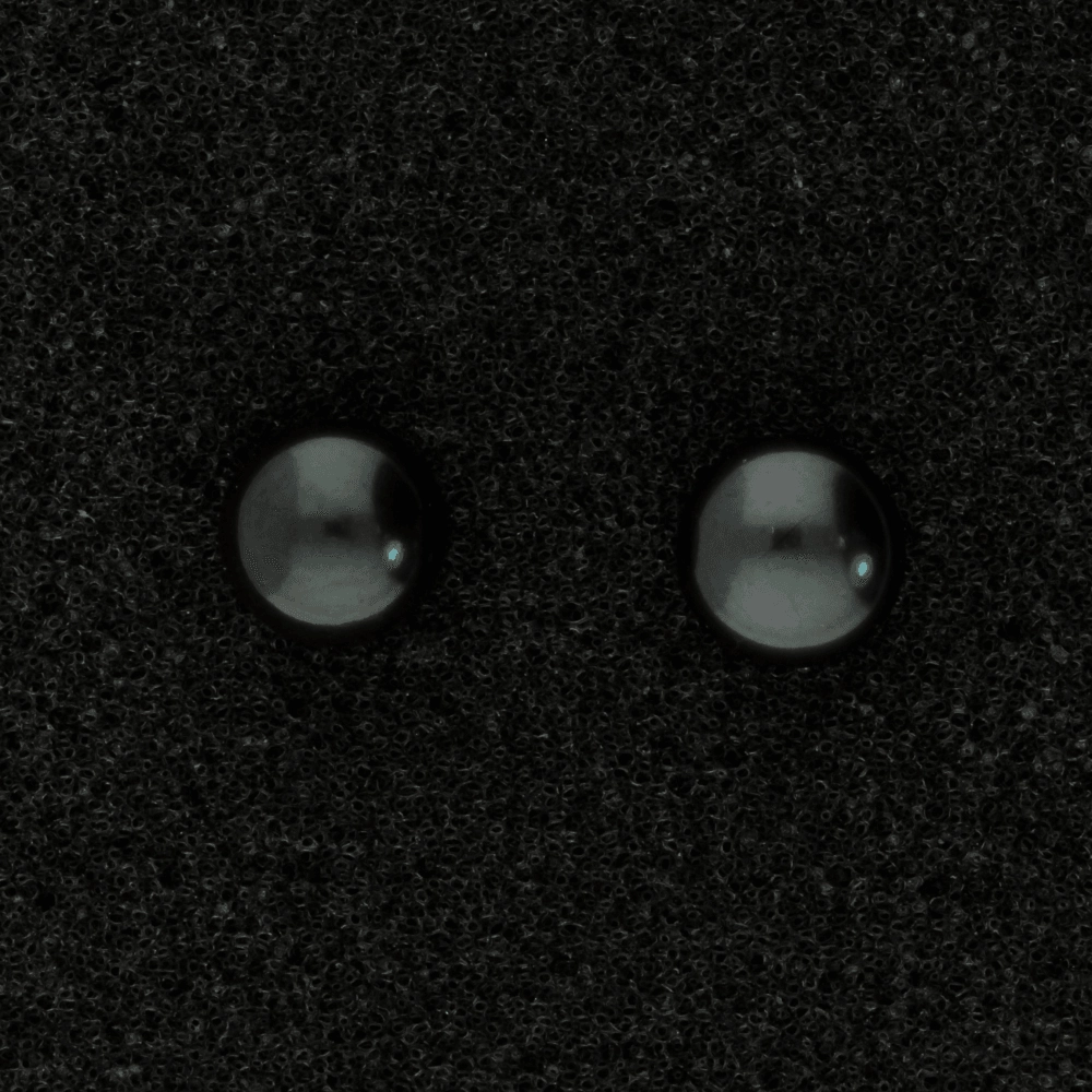 18ct White Gold 7-7.5mm Black Fresh Water Pearl Earrings texture-pearl  