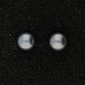 18ct White Gold 7-7.5mm Grey Fresh Water Pearl Earrings texture-pearl  
