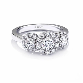 18ct White Gold Beloved Round Brilliant Cut Diamond Triple Halo Cluster Ring texture-diamond  