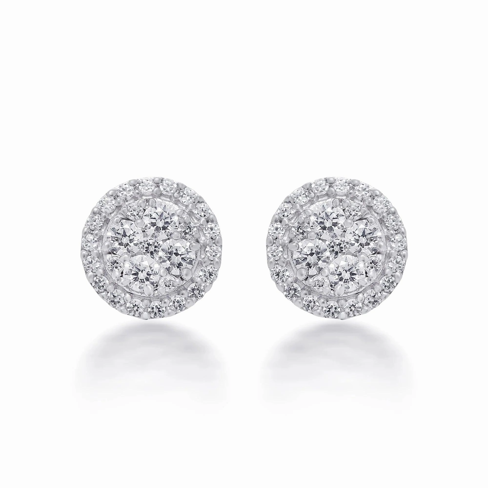 18ct white gold Diamond cluster earrings texture-diamond  