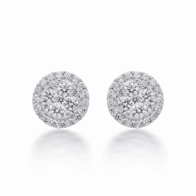 18ct white gold Diamond cluster earrings texture-diamond  
