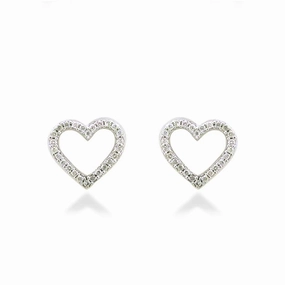 18ct white gold Diamond heart shaped earrings texture-diamond  