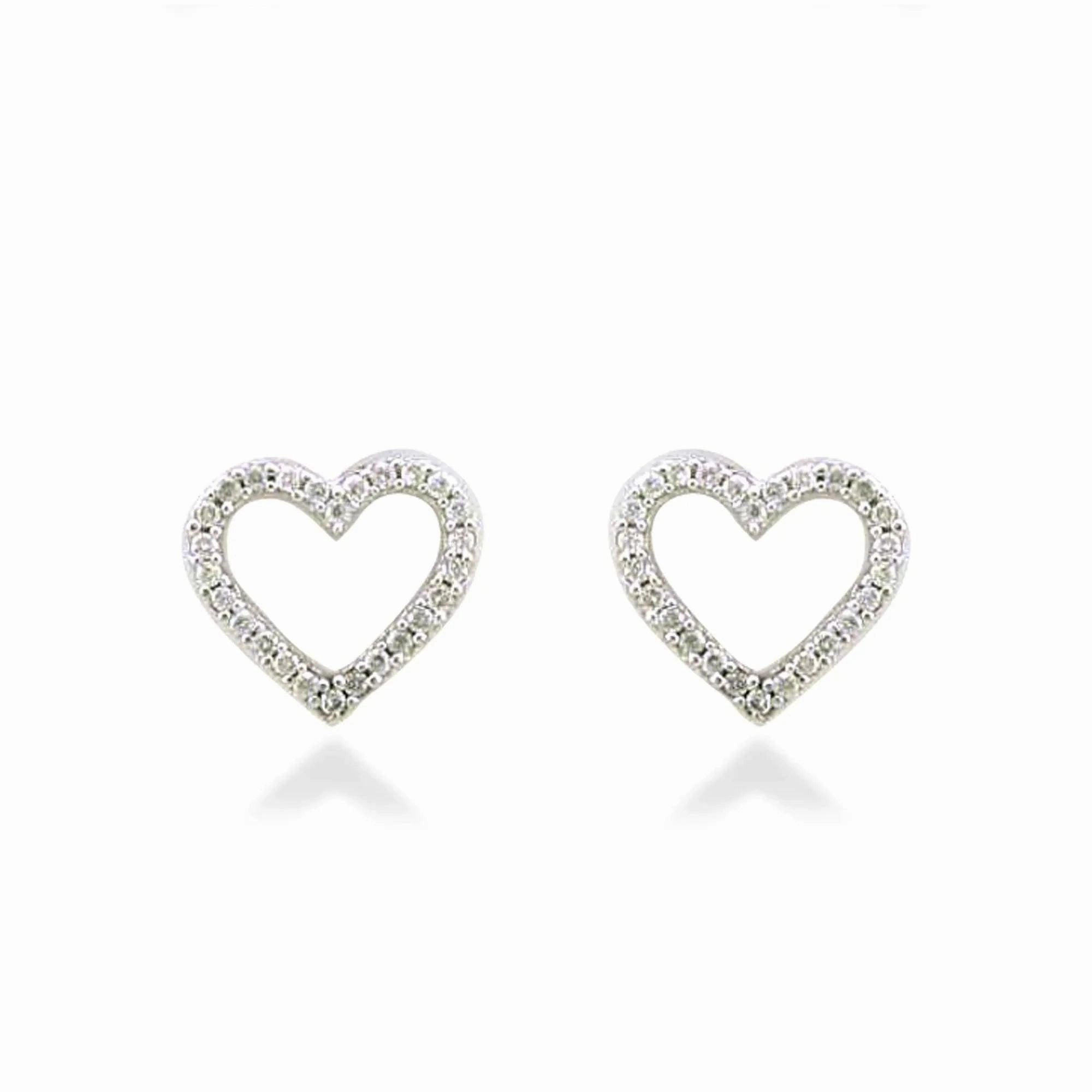 18ct white gold Diamond heart shaped earrings texture-diamond  