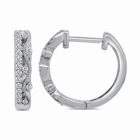 18ct white gold Diamond hoop earrings texture-diamond  