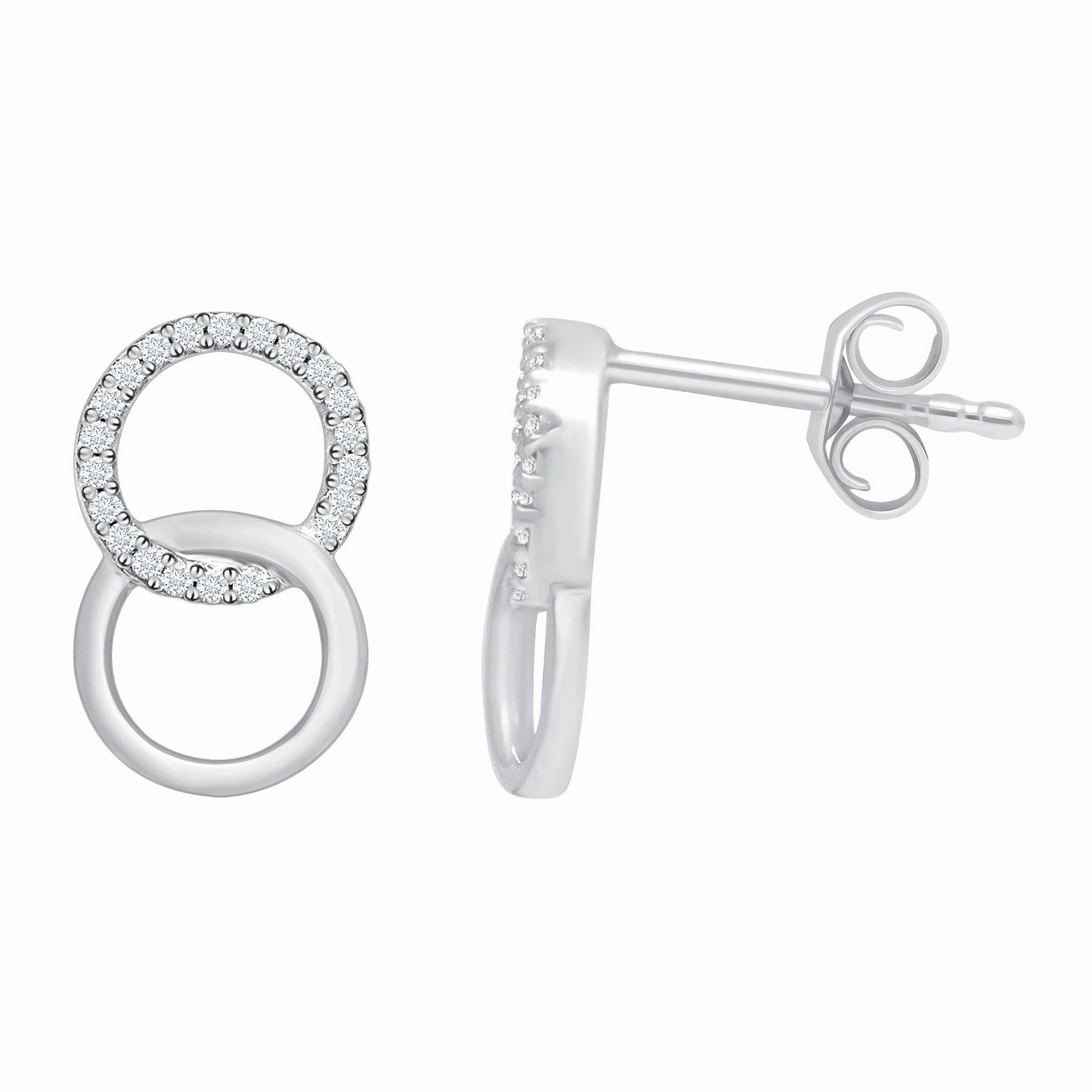 18ct white gold Diamond interlocking earrings texture-diamond  