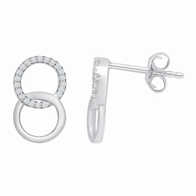 18ct white gold Diamond interlocking earrings texture-diamond  