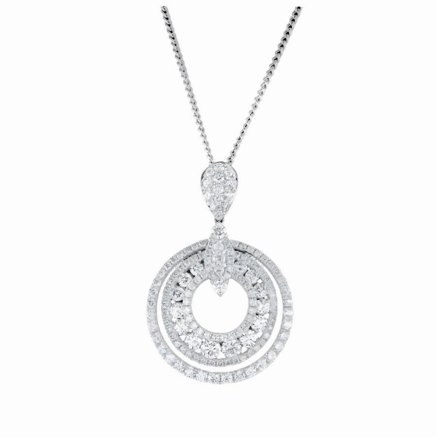 18ct White Gold Diamond Set Concentric Circle Pendant texture-diamond  