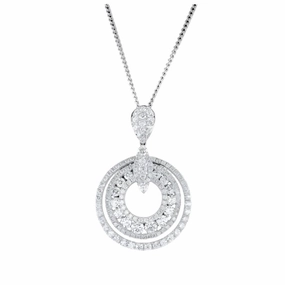 18ct White Gold Diamond Set Concentric Circle Pendant texture-diamond  