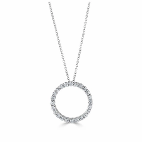 18ct White Gold Diamond Set Open Circle Pendant texture-diamond  