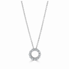 18ct White Gold Diamond Set Open Circle Pendant texture-diamond  