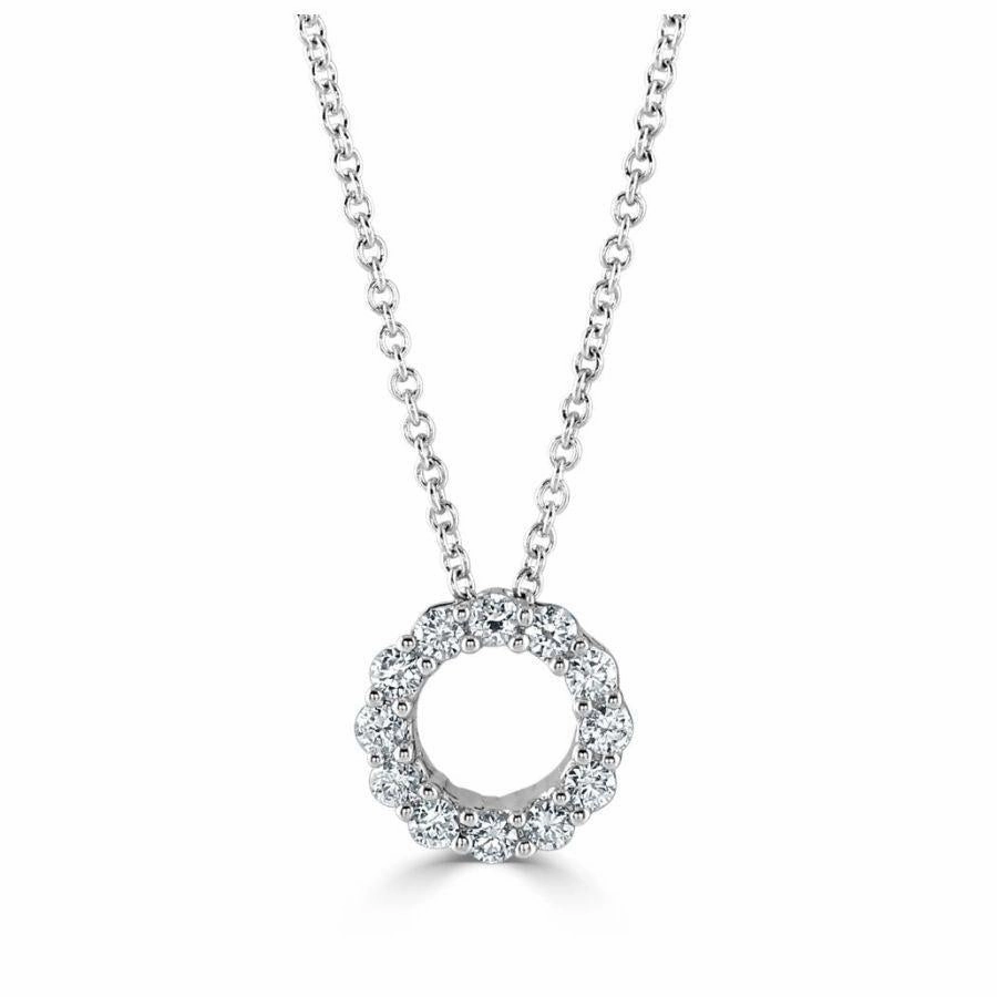 18ct White Gold Diamond Set Open Circle Pendant