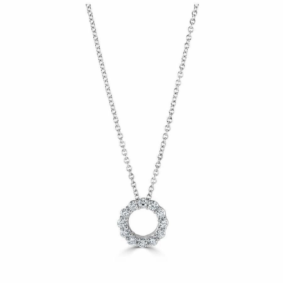 18ct White Gold Diamond Set Open Circle Pendant texture-diamond  