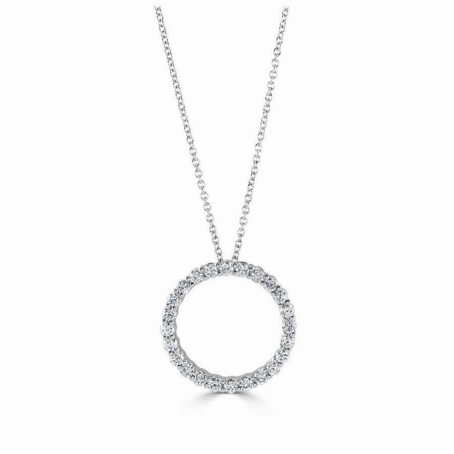 18ct White Gold Diamond Set Open Circle Pendant texture-diamond  