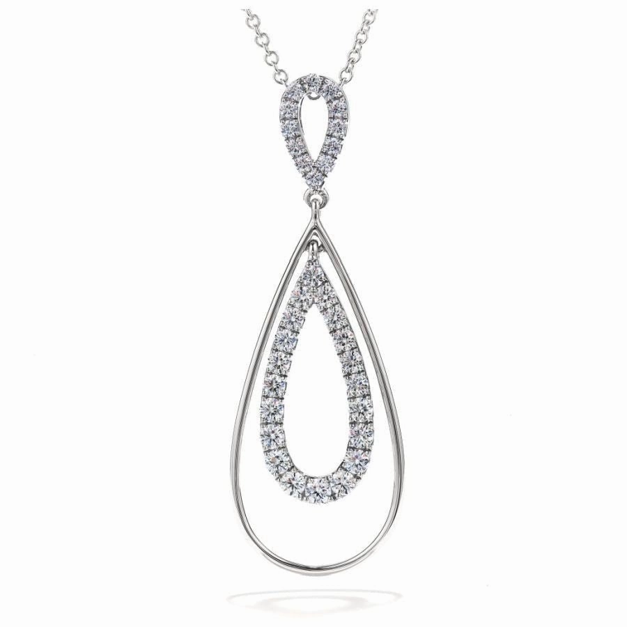 18ct White Gold Diamond Set Reflection Pendant & Chain texture-diamond  