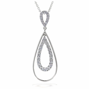 18ct White Gold Diamond Set Reflection Pendant & Chain texture-diamond  