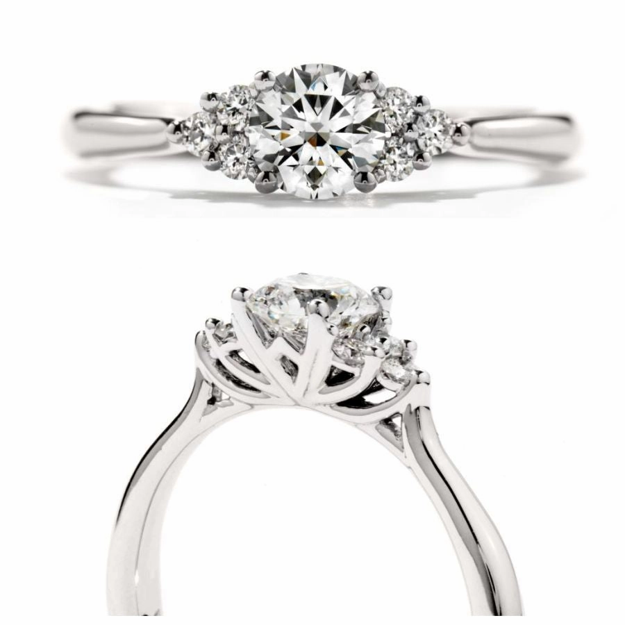 18ct white gold Felicity Queen Anne diamondset ring texture-diamond  