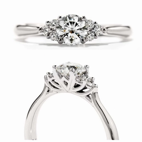 18ct white gold Felicity Queen Anne diamondset ring texture-diamond  