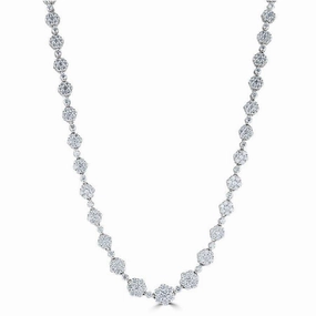 18ct White Gold Graduated Diamond Cluster Necklet texture-diamond  
